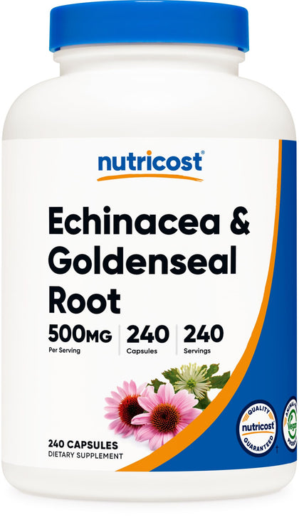 Nutricost Echinacea & Goldenseal Root, 500mg, 240 Capsules - Vegetarian Caps, Non GMO, Gluten Free