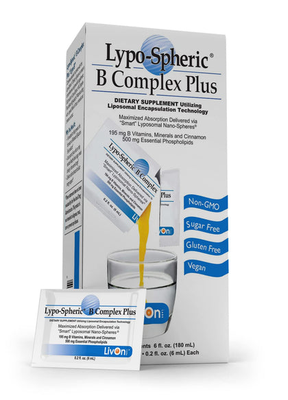 Lypo-Spheric B Complex Plus - 30 Packets - 195 mg B Vitamins, Minerals & Cinnamon Per Packet - Liposome Encapsulated for Improved Absorption - 100% Non-GMO