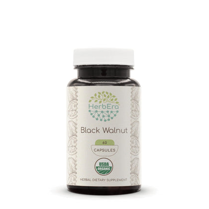 Black Walnut USDA Organic 60 Capsules | Natural Herbal Supplement | Certified Organic Vegetarian Capsules and Organic Black Walnut (Juglans Nigra) Dried Hull (60 Capsules)