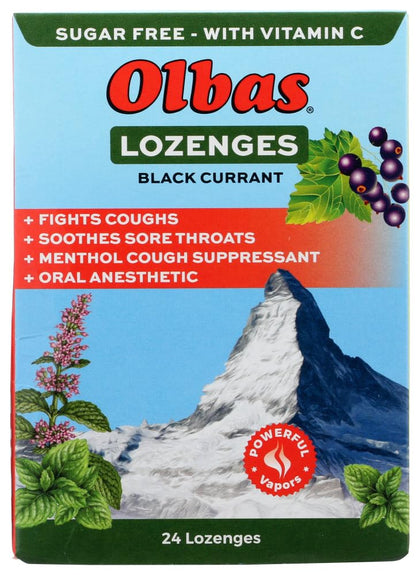 Olbas Maximum Strength Sugar Free Lozenges, Black Currant Flavor 24 ea (Pack of 6)