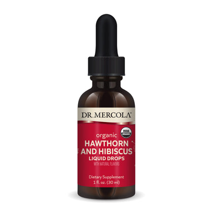 Dr. Mercola Organic Hawthorn and Hibiscus Liquid Drops Dietary Supplements, 30 Servings (30 Droppers), non GMO, Gluten Free, Soy Free, USDA Organic