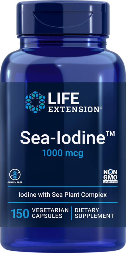 Life Extension Sea-Iodine Capsules, 1000 mcg, 150 Veg Caps, Natural Iodine Supplement from Kelp and Bladderwack