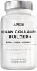 Amen Plant-Based Vegan Collagen Builder Supplement - Organic Whole Foods, Lutein, Vitamin C, Biotin, Lysine, Proline Collagen Boosters - Organic Cranberry, Lemon, Strawberry - Once A Day - 30 Capsules