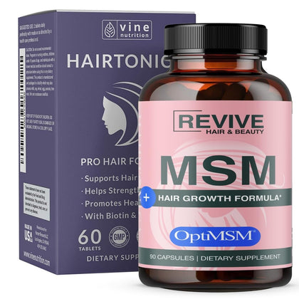 Hair Vitamins MSM powder Faster Hair Growth Hairtonica - Hair Growth Supplement - Support Hair Loss & Thinning Hair - MSM 1,000mg Hair Supplement Biotin 5000mcg, Keratin - Packaging may vary 90 ct