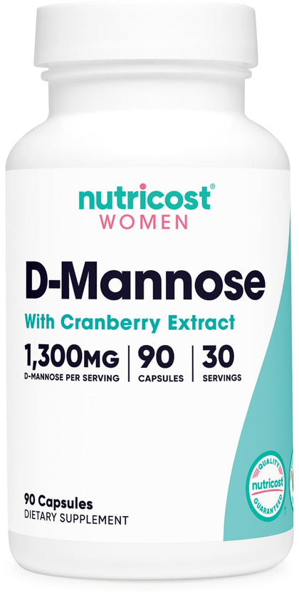 Nutricost D-Mannose with Cranberry Extract for Women 1300mg 90 Capsules