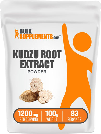 BulkSupplements.com Kudzu Root Extract Powder - Herbal Supplement Powder - Pure, Gluten Free - 1200mg (1.2 g) per Serving, 83 Servings (100 Grams - 3.5 oz)