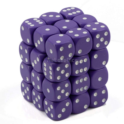 DND Dice Set-Chessex D&D Dice-12mm Opaque Purple and White Plastic Polyhedral Dice Set-Dungeons and Dragons Dice Includes 36 Dice - D6 (CHX25807)