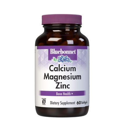 Bluebonnet Nutrition Calcium Magnesium Zinc Plus Vitamin D3, 1000 mg of Calcium, 500 mg of Magnesium and 15 mg of Zinc, 400 IU Vitamin D3, For Strong Healthy Bones*, Gluten-Free, Dairy-Fee, 60 softgel