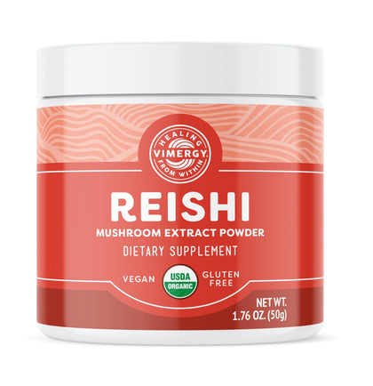 Vimergy USDA Organic Reishi Mushroom Extract Powder, 33 Servings - Red Reishi Mushroom - Supports Healthy Immune System - Non-GMO, Kosher, Gluten-Free, Vegan, Paleo - 100% Pure with Zero Fillers (50g)