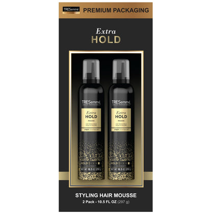 TRESemmé Mousse Tres Extra Hold, Extra Firm Control Mousse, Frizz Control with Flexible Feel, Hair Styling Mousse, Styling Foam for All Hair Types, Humidity Resistant, 2 pack - 10.5 oz each