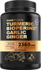 4-in-1 Turmeric and Garlic Supplements with Bioperine 2360 mg (120 ct) Turmeric Ginger Root Capsules with Garlic - Turmeric Curcumin with Black Pepper for Joint, Digestion & Immune Support (Pack of 1)