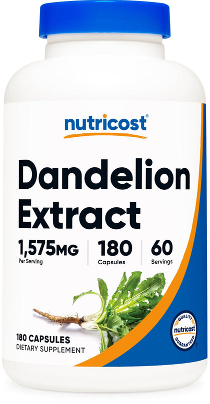 Nutricost Dandelion Extract Capsules 1575mg Per Serving (180 Capsules) - 525mg Per Capsule, Non-GMO, Gluten Free