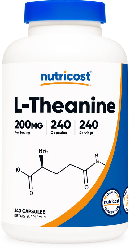 Nutricost L-Theanine 200mg, 240 Capsules - Double Strength (Expiry 1/01/2027)