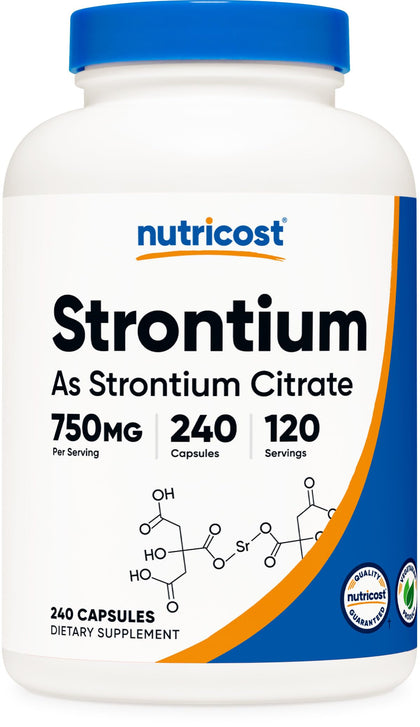 Nutricost Strontium Capsules 750mg, 240 Capsules - Vegetarian, Non-GMO, Gluten Free