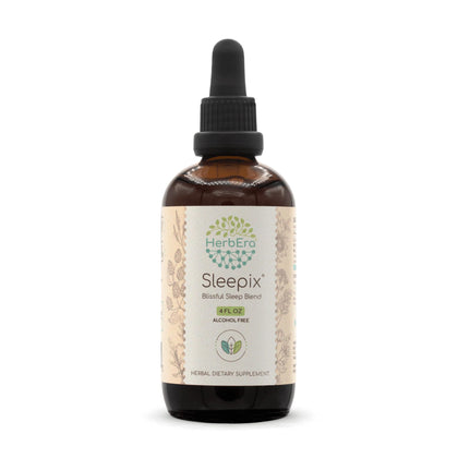 Sleepix B120 Alcohol-Free Extract Tincture, Concentrated Liquid Drops: Valerian Root, Wild Lettuce Herb, Blue Vervain Herb, Hops Flower, Passionflower Herb, St. John's Wort Herb. 4 Oz