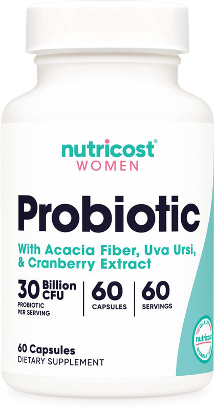 Nutricost Probiotic for Women 30 Billion CFU, 60 Capsules - Complex with Acacia Fiber, Uva Ursi & Cranberry Extract, Non-GMO & Gluten Free