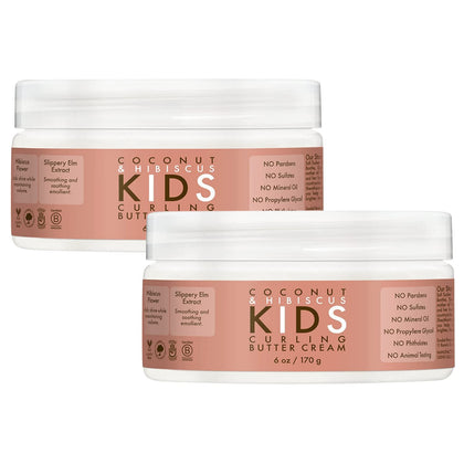 Shea Moisture Kids Curly Hair Products, Coconut & Hibiscus Kids Curling Butter Cream, Shea Butter, Coconut Milk, Coconut Oil, Anti Frizz, Kids & Babies Hair Products for Curly Hair (2 Pack - 8 Oz Ea)