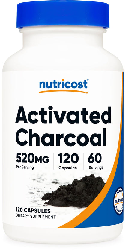 Nutricost Activated Charcoal 520mg, 120 Capsules - Premium Powder, Non-GMO & Gluten Free