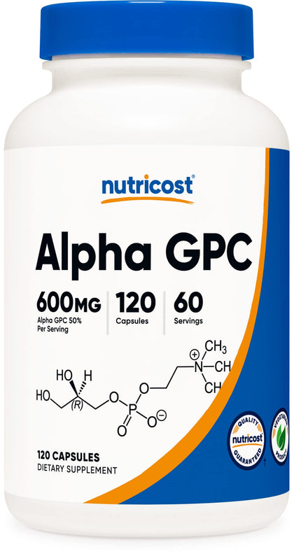 Nutricost Alpha GPC 600mg, 120 Vegetarian Capsules - Non-GMO and Gluten Free, 300mg Per Capsule