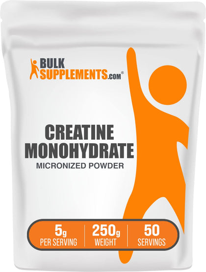 BulkSupplements.com Creatine Monohydrate Powder - Creatine Supplement, Micronized Creatine, Creatine Powder - Unflavored & Gluten Free, 5g (5000mg) per Servings, 250g (8.8 oz) (Pack of 1)