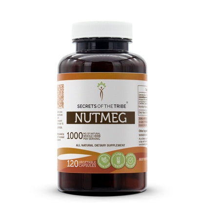 Secrets of the Tribe Nutmeg 120 Capsules, 1000 mg, Nutmeg (Rou Dou Kou, Myristica Fragrans) Dried Nut (120 Capsules)