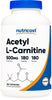 Nutricost Acetyl L-Carnitine 500mg, 180 Capsules - Non-GMO and Gluten Free (Expiry 4/01/2027)