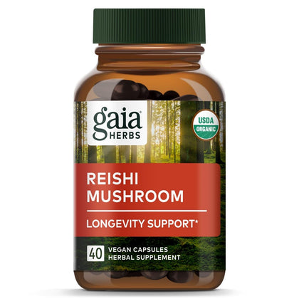 Gaia Herbs Reishi Mushroom - Helps Maintain a Healthy Immune System & Supports Heart Health - Adaptogen Herbal Supplement for Longevity Support - 40 Vegan Liquid Phyto-Capsules (40-Day Supply)