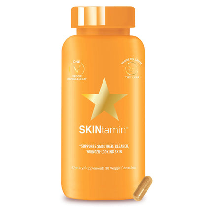 HAIRtamin SKINtamin Vegetarian collagen pills | Best collagen supplements for women to Support Skin Firmness and Wrinkles | Skin Supplement Formulated to Help Reduce Blemishes