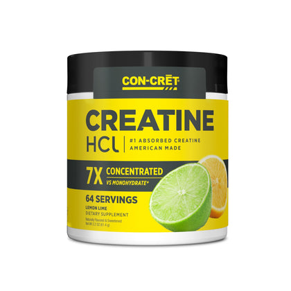 CON-CRET Creatine HCl Powder | Supports Muscle, Cognitive, and Immune Health | Lemon Lime Flavored Creatine (64 Servings)