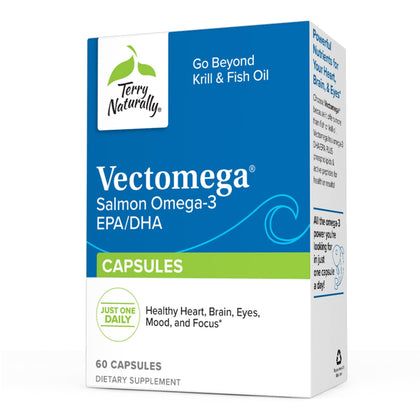 Terry Naturally Vectomega - 60 Capsules - Omega-3 from Salmon, Including EPA & DHA - Non-GMO, Gluten Free - 60 Servings