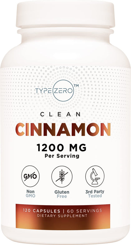 Type Zero Ceylon Cinnamon Capsules (1200mg | 120 Capsules) - Natural, Non-GMO, Gluten Free, Organic Cinnamon Supplement