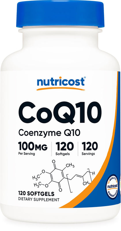 Nutricost CoQ10 Softgels (120 Servings / 100 Mg CoQ10 Per Serving) | Better Absorption, Ultra Pure CoQ10 Supplement - Gluten Free, Non-GMO Softgels