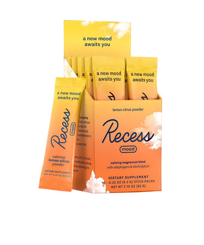 Recess Mood Powder, Calming Magnesium L-Threonate Blend with Passion Flower, L-Theanine, Electrolytes, Magnesium Calm Support Powder Supplement