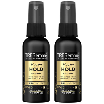 TRESemmé Tres Two Spray with Extra Hold Non-Aerosol Hairspray, Travel Size, Extra-Firm Control, Strong Hold with Touchable Feel, Humidity Resistant, Frizz Control, 2 pk - 2 oz Bottles