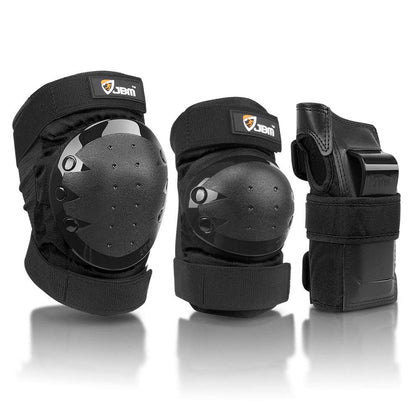 JBM Adult & Kids Knee Pads Elbow Pads Wrist Guards 3 in 1 Protective Gear Set for Skateboarding, Skating, Inline Skating, Roller Skating, Scooter, Biking and Multi-Sports