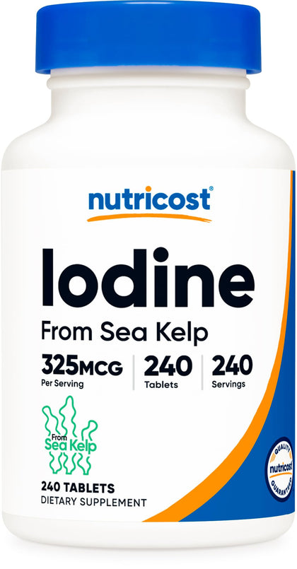 Nutricost Iodine (Natural Iodine from Sea Kelp) 325mcg, 240 Tablets - Non-GMO, Gluten Free