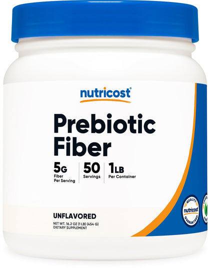 Nutricost Prebiotic Fiber Powder (1 LB, Unflavored) - Digestive Health, Natural Fiber Supplement, Soluble Plant Fiber Blend