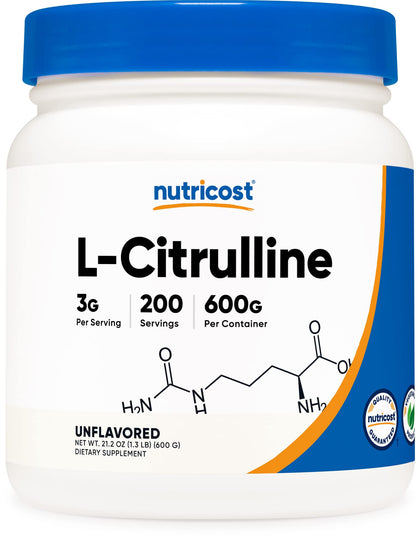 Nutricost Pure L-Citrulline (Base) Powder (600 Grams) (Expiry 8/01/2026)