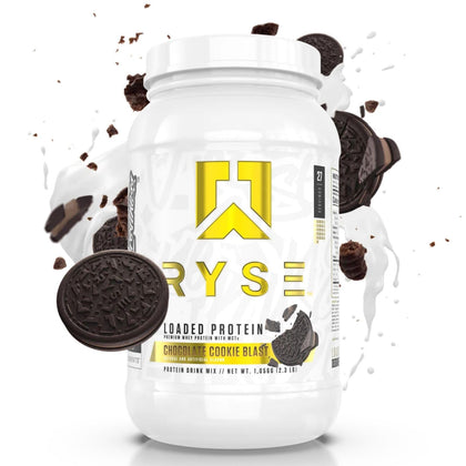 RYSE Up Supplements Loaded Protein Powder | 25g Whey Protein Isolate & Concentrate | with Prebiotic Fiber & MCTs | Low Carbs & Low Sugar | 27 Servings (Chocolate Cookie Blast)