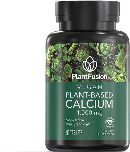 PlantFusion Vegan Calcium, Premium Plant Based Calcium (1000mg) Sourced from Icelandic Red Algae, Plus Magnesium, D3, K2, and Boron, 90 Vegan Tablets