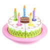 13 Piece Wood Happy Birthday Cake Set| Cake, Candles, Serving Tool & Tray|Party Roleplaying for Kids|Vanilla Cake