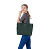 MOSISO PU Leather Laptop Tote Bag for Women (17-17.3 inch), Midnight Green