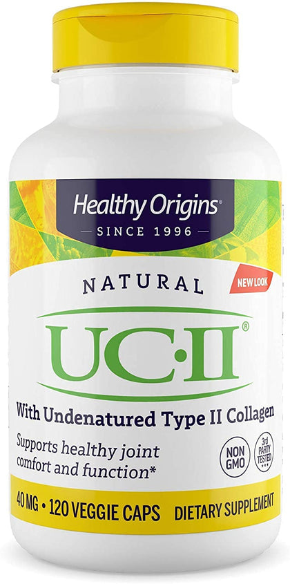 Healthy Origins UC-II, 40 mg - Premium Collagen Supplement for Joint Health, Mobility & Flexibility - Undenatured Type II Collagen - Gluten-Free & Non-GMO Supplement - 120 Veggie Caps