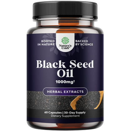 Vegan Black Seed Oil Capsules - Cold Pressed Nigella Sativa Black Cumin Seed Oil Capsules with Omega 3 6 9 Antioxidants and Thymoquinone for Hair Growth Immune Support Joint Health and Digestion