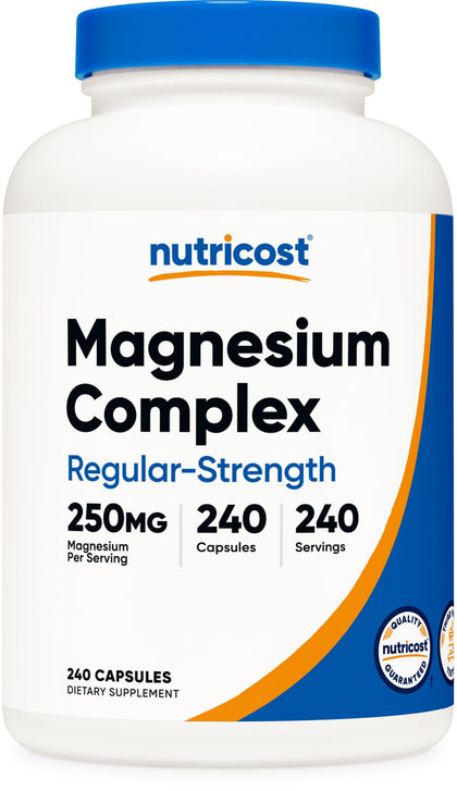 Nutricost Magnesium Complex 250mg, 240 Capsules - Magnesium Oxide, Citrate, and Glycinate - Gluten Free and Non-GMO