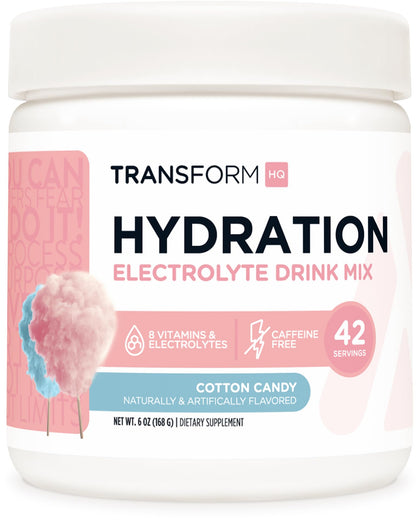 TransformHQ Hydration 42 Servings (Cotton Candy) - Electrolytes, Vitamins