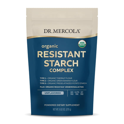 Dr. Mercola Unflavored Organic Resistant Starch Complex, 9.52 Oz. (30 Servings), Non GMO, Gluten Free, Soy Free, USDA Organic