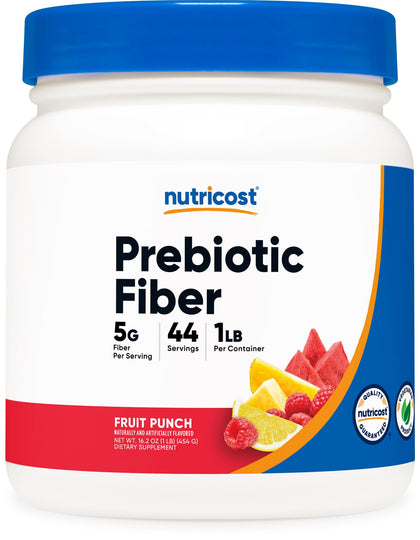 Nutricost Prebiotic Fiber Powder (1 LB, Fruit Punch) - Digestive Health, Natural Fiber Supplement, Soluble Plant Fiber Blend