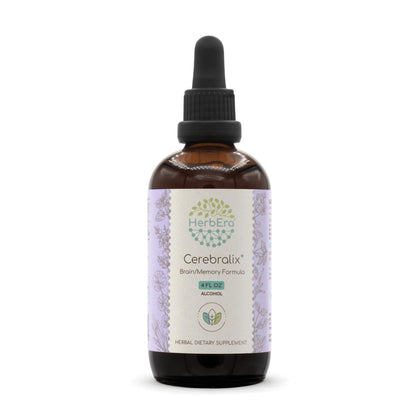 Cerebralix A120 Alcohol Extract Tincture: Gotu Kola Herb,Ginkgo Biloba Leaf, Rosemary Leaf, Sage Leaf, Brahmi Herb, Ashwagandha Root, Lemon Balm Leaf. Brain/Memory Formula 4 Fl Oz