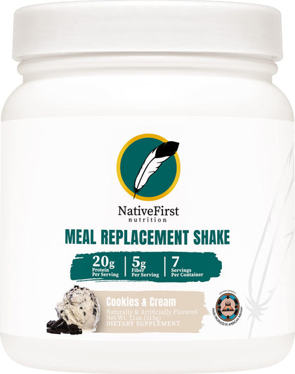 NativeFirst Complete Meal Replacement Shake - 20g Protein Per Serving, Non-GMO, Gluten Free (Cookies & Cream, 7 Servings)